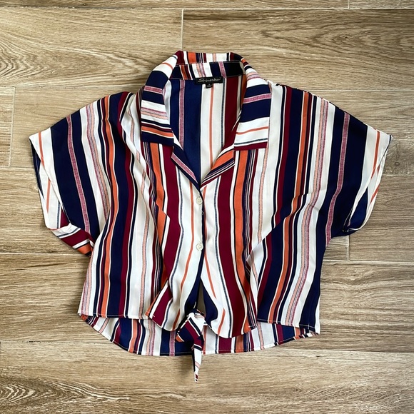 Shinestar multi color crop shirt - Picture 1 of 2